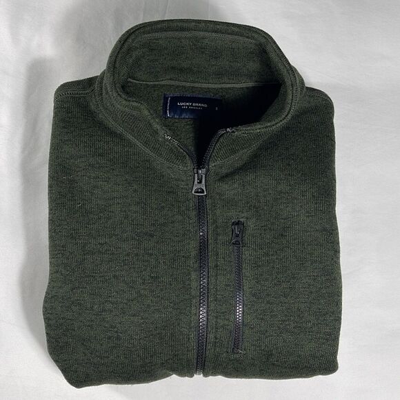 Lucky Brand heathered green Los Feliz fleece full zip mock neck jacket - size S - Picture 13 of 13